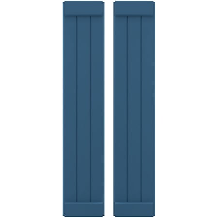 Americraft 3-Board Exterior Wood Joined Board-n-Batten Shutters W/ End Batten, ARW103BB311X49HBH